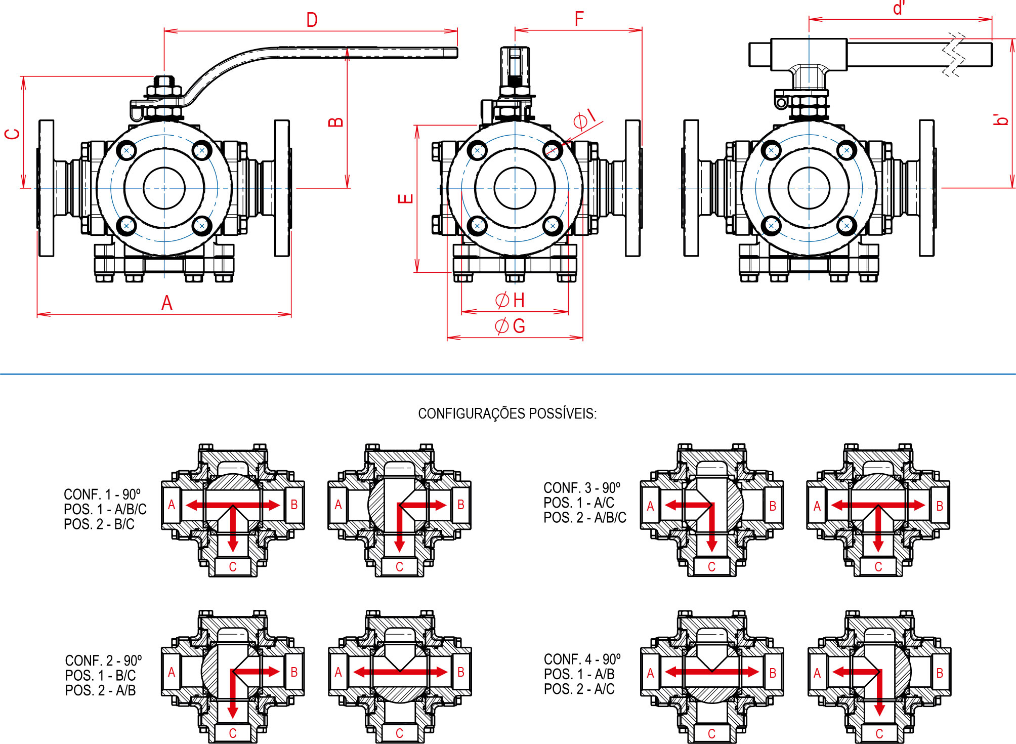 Valvula-de-Esfera-Direcional-Multivias-Flange-Classe-150---300-DIN-desenho